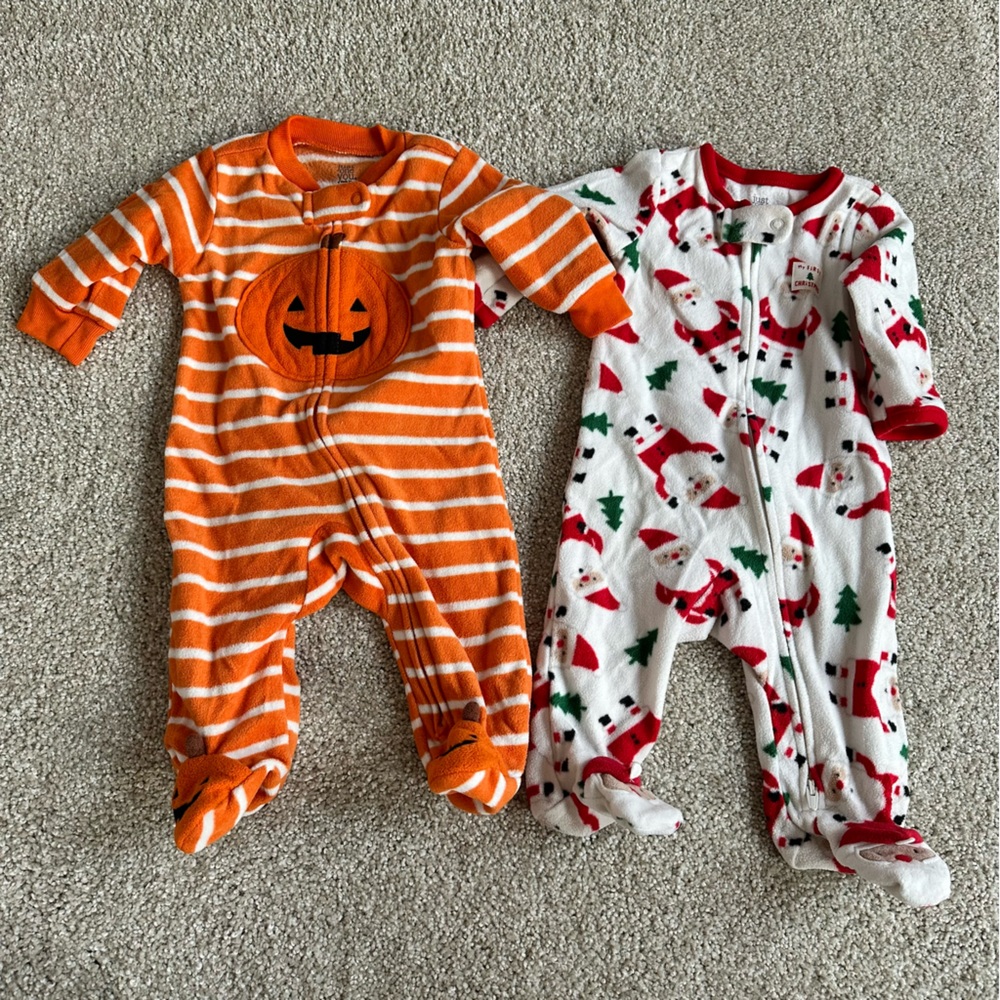 Holiday baby zipper onesies bundle